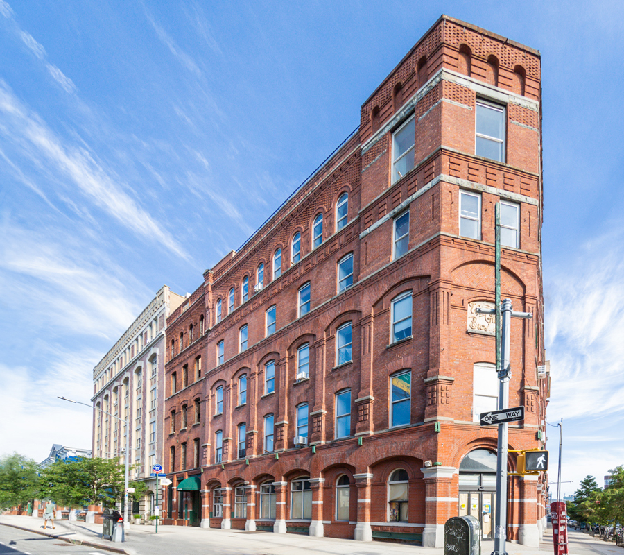 exterior view of chocolate factory lofts building